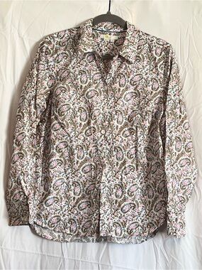 Boden Floral Paisley Button-Down Shirt - Pink & Green
